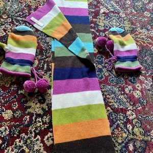 Coach Legacy Scarf Pom Pom Mittens Striped